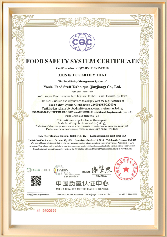 Certificado do Sistema de Segurança Alimentar